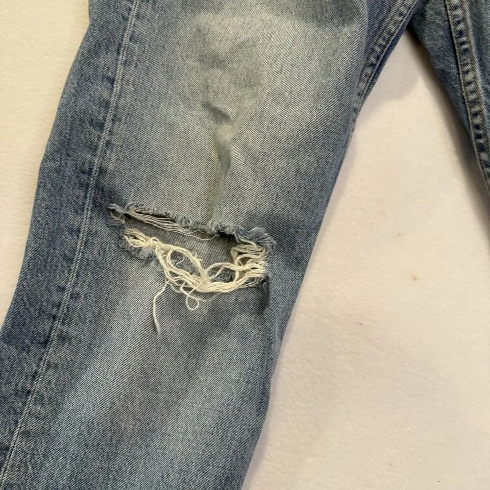 rag & bone Jeans Rosa Mid Rise Boyfriend Distressed Button Fly Raw Hem Sz 26